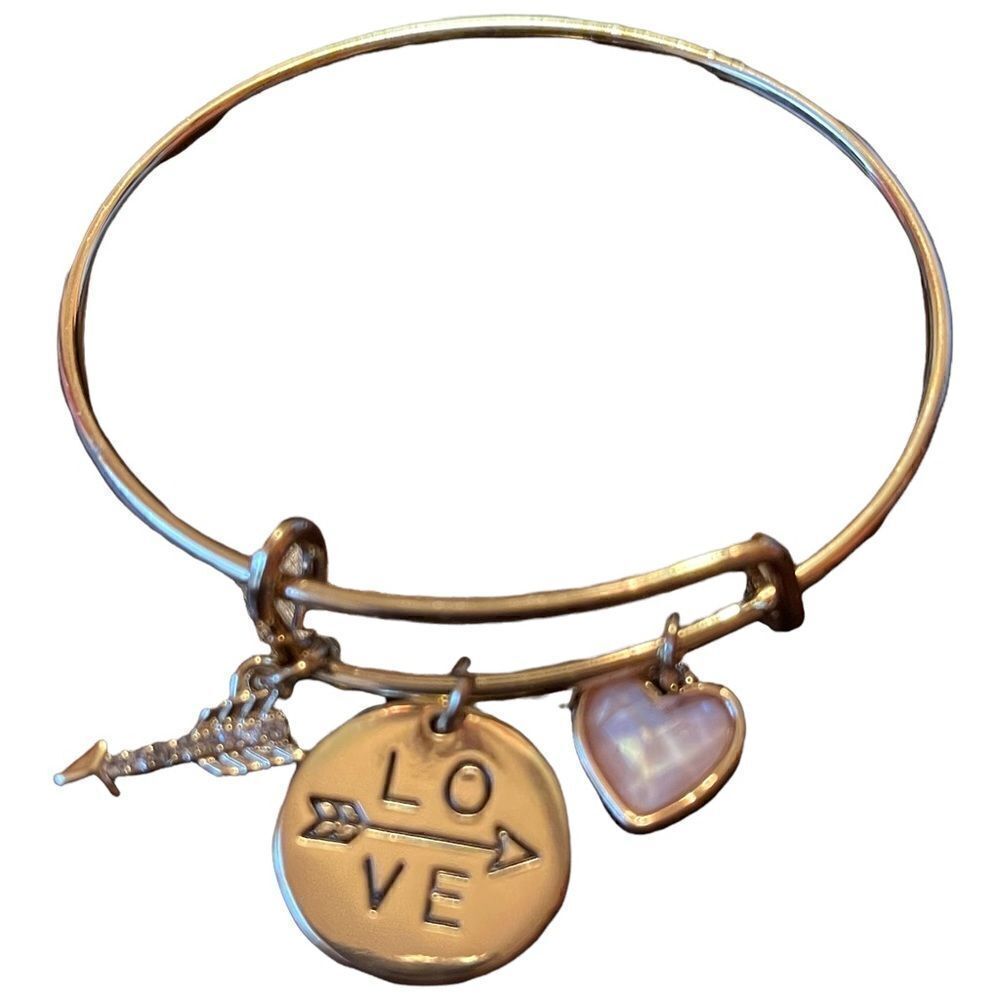 Ann Klein good tone adjustable bracelet with heart and key charms